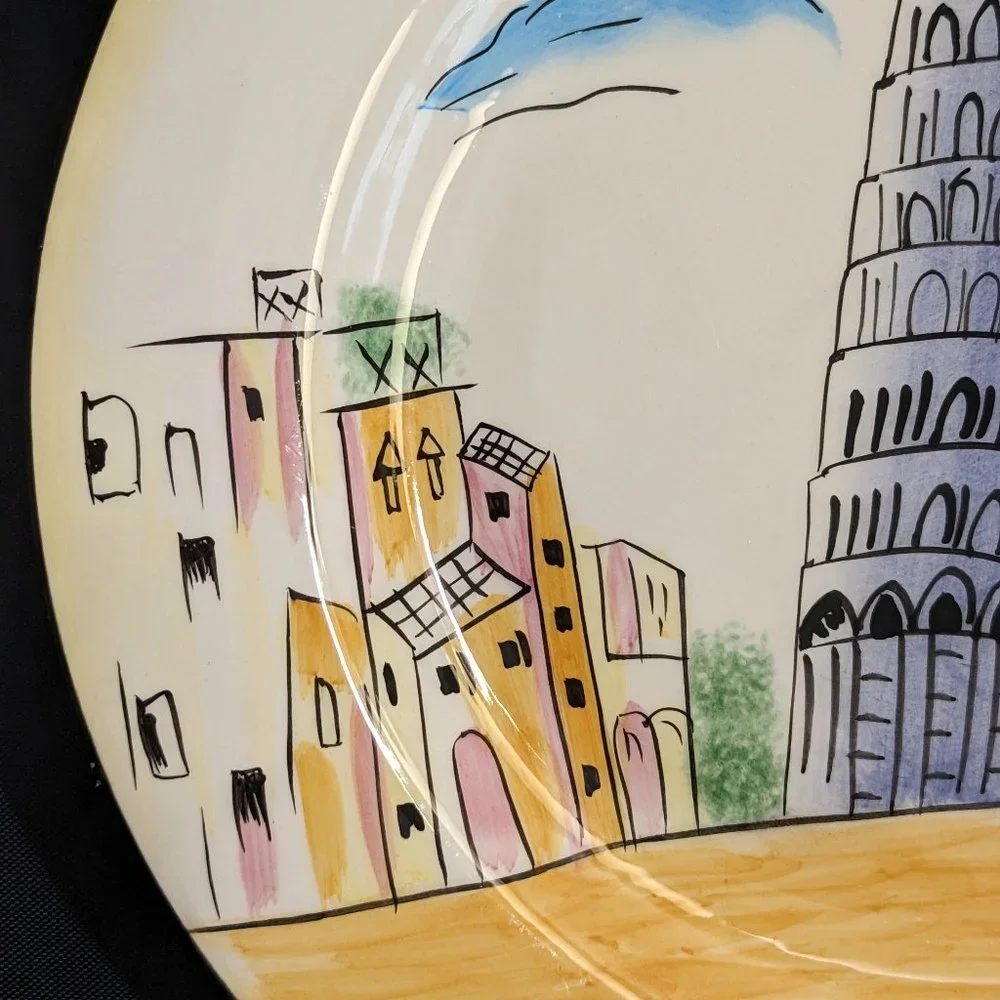 Vtg  8" Oneida Festa Italia Cheese/Salad/Dessert/Appetizers Venice Rome Pair - Picture 6 of 16